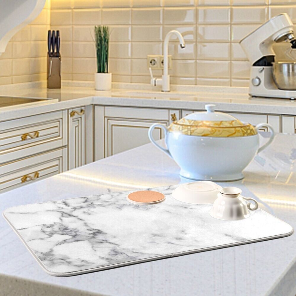 Dish Drying Mats Botanical Print Microfiber Kitchen Counter Super Absorbent Pads
