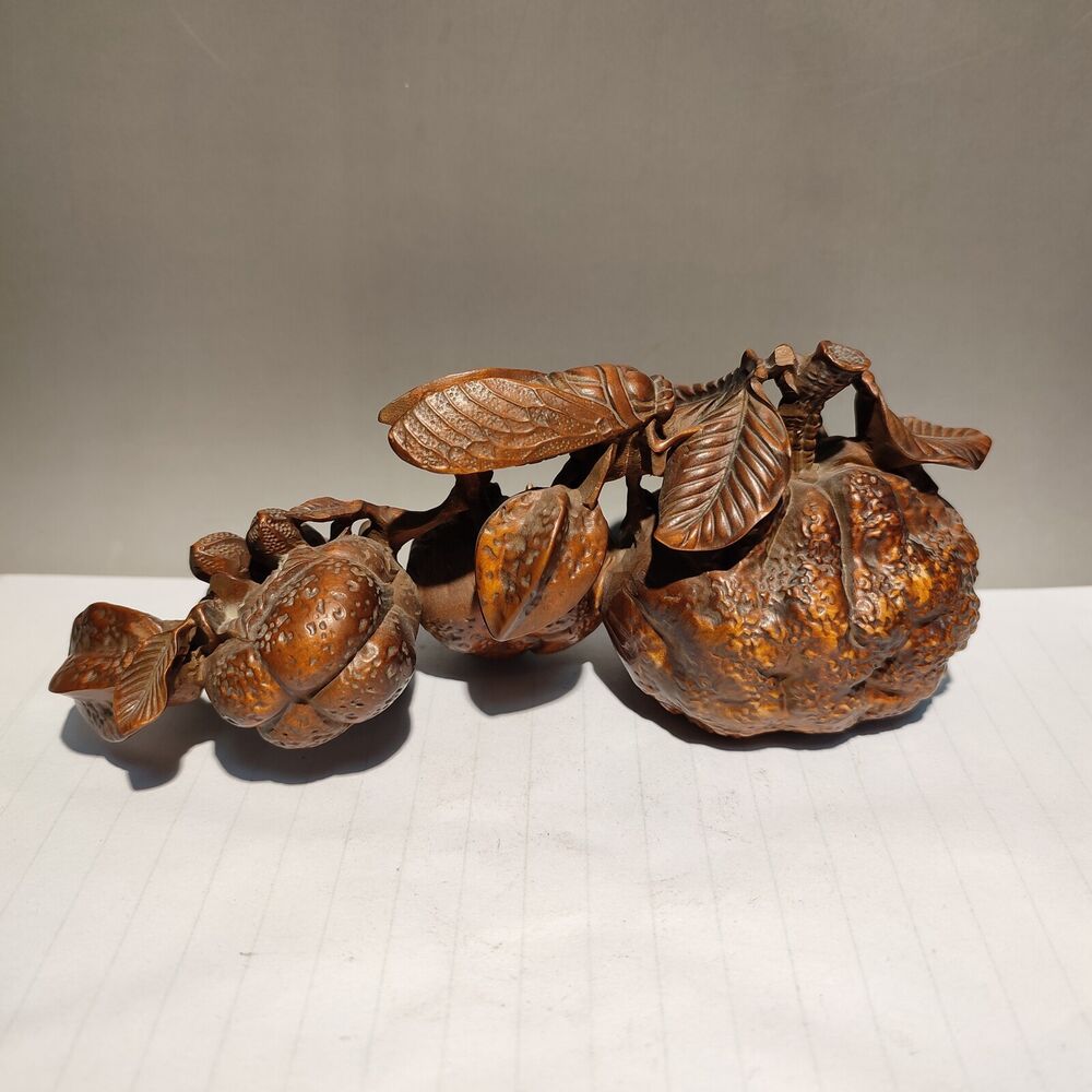 chinese wooden carving Cicada sculptures carved home decor peanut statue ancient