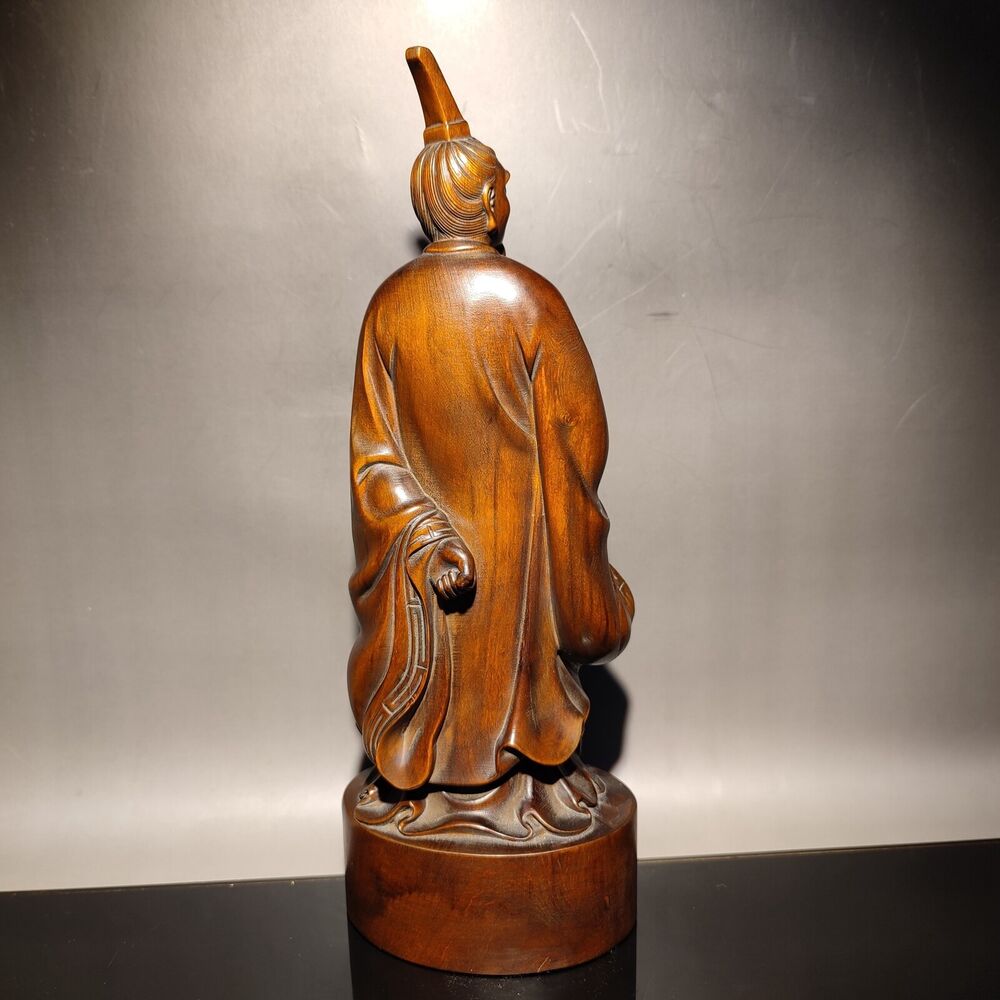 chinese boxwood carving wood wooden statue vintage Zigong Figurine Tzu Kung nice