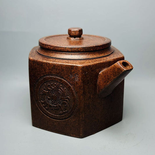 Vintage Chinese Yixing Purple Clay Teapot Zisha Ceramic Carving Animal Teaware