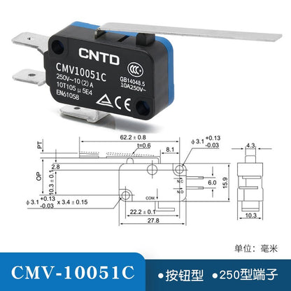 20pcs CNTD Limit Switch CMV10 Micro Button Long Handle Open Limit Sensor Roller