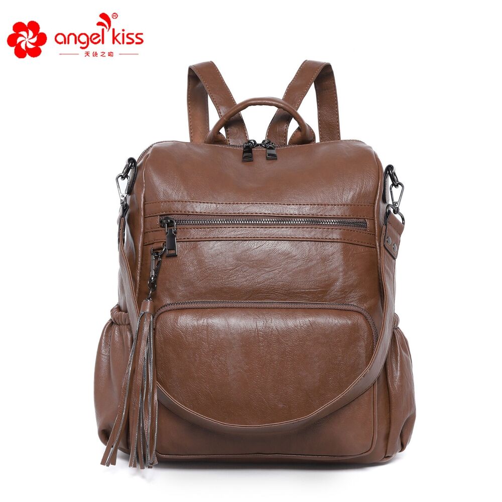 Angel Kiss Backpack for Women Soft Leather Large Travel Bags Sling Shoulder Bag