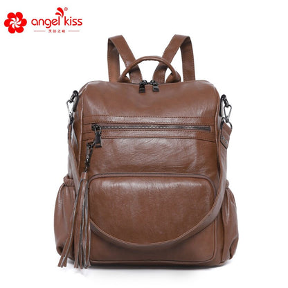 Angel Kiss Backpack for Women Soft Leather Large Travel Bags Sling Shoulder Bag