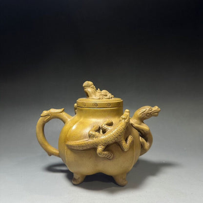 vintage chinese yixing purple clay teapot zisha ceremony carving Collectible art