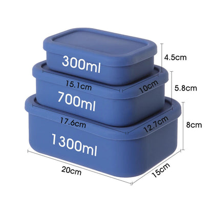 Food Storage Container Silicone Reusable Airtight Lidded Lunch Bento Snack Boxes