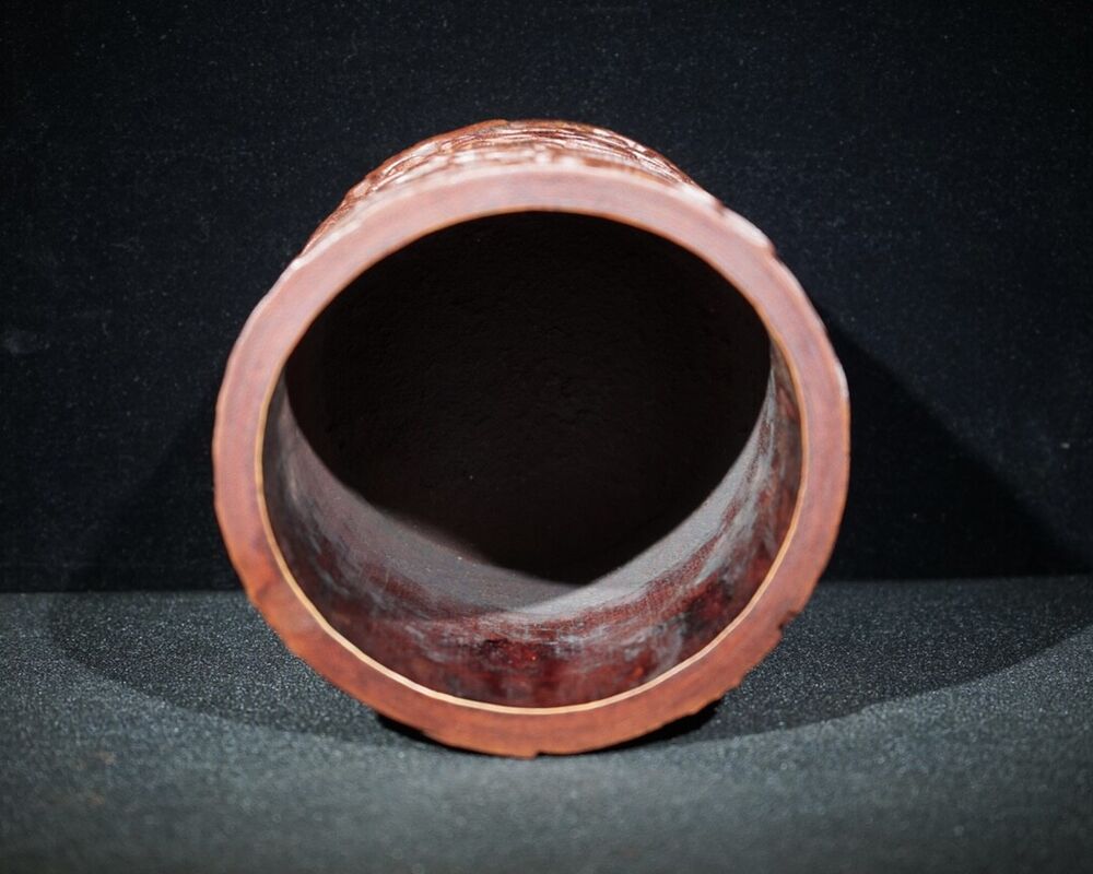 chinese bamboo carving antique carved brush pot pen case wood statue dragon Leo