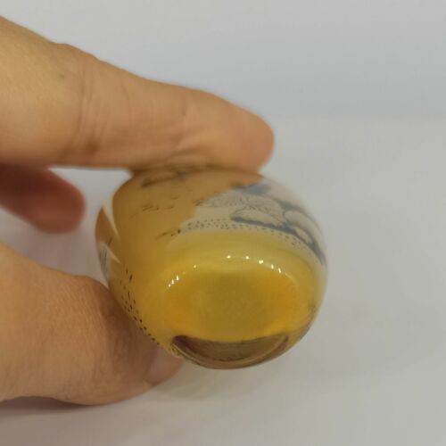 Chinese Old Beijing Glaze Inside Painting Landscape Exquisite Snuff Bottle Art
