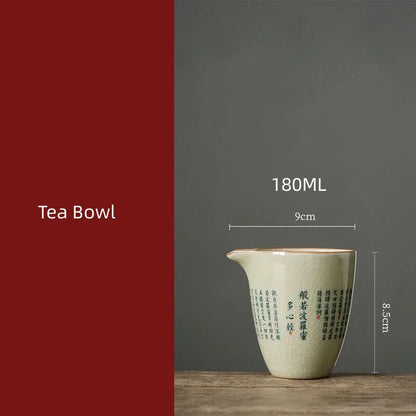 Retro Heart Meridian Tea Tureen Ru Kiln Ceramic Bowl Gaiwan Teaware Set Tea Cup