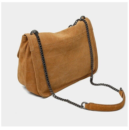 Rivet Shoulder Messenger Bag Suede Brown Bags Ladies Female Purses and Handbags