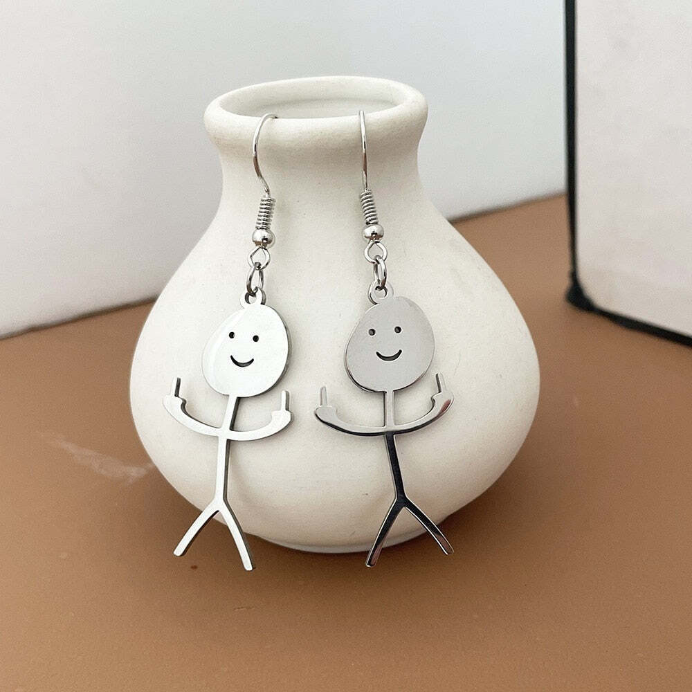 Fashion Cartoon Earrings Creative Stickman Funny Drop Earrings Women Travel-