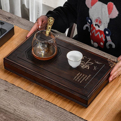 Solid Wood Lotus Tea Tray Water Storage Style|Tea Accessories