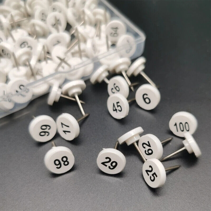 Bulletin Boards Push Pins 100Pcs Round Numbered Thumb Tacks Office School Supply
