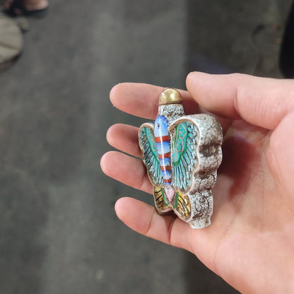 Beijing Chinese Porcelain Snuff Bottle Ceramics butterfly Statue Painting Rare