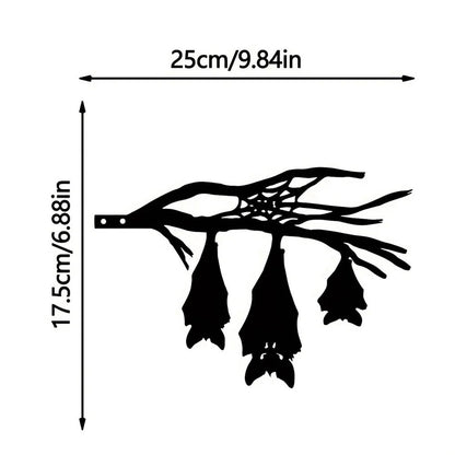 Iron Silhouette Hanging Three Bat-shaped Tree Garden Stump Hollow Out Sculpture