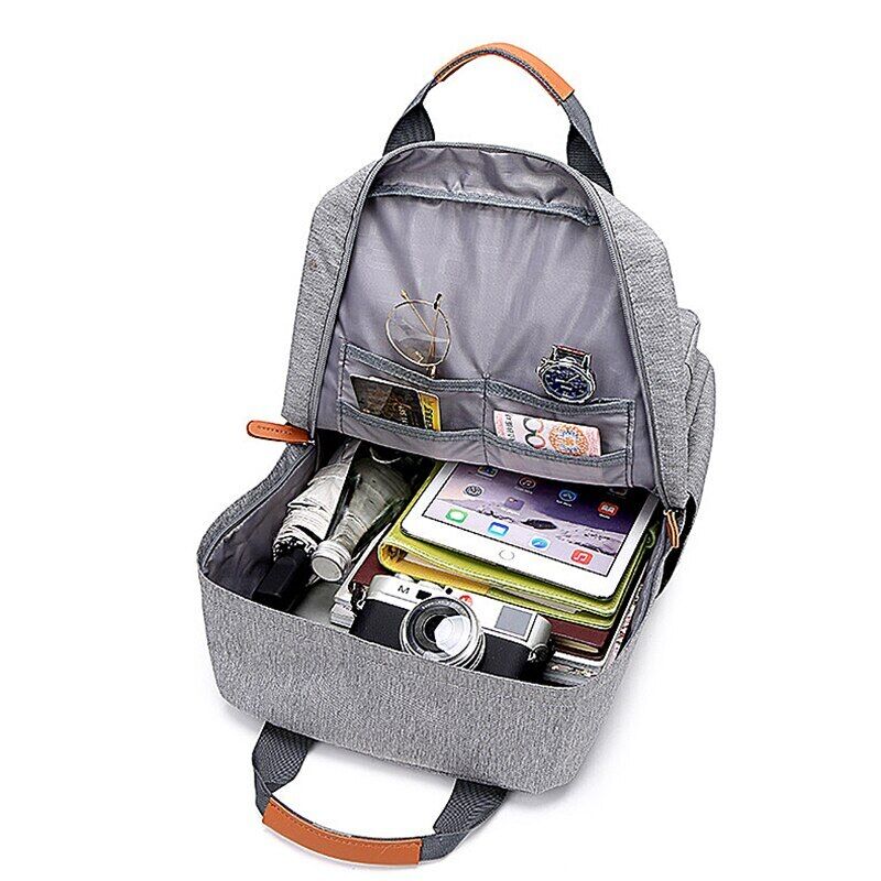 Business Backpack Men Light 15 inch Laptop Bag Oxford Cloth Lady Backpack Gray