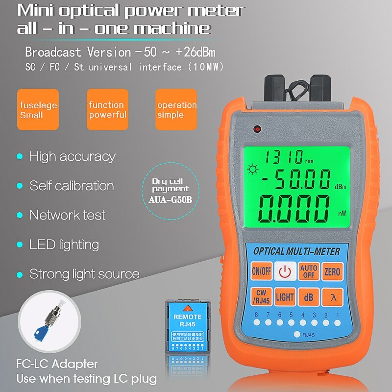 AUA-G70B/50B 4in1 Mini Optic Power Meter Visual Fault Locator Network Cable Test