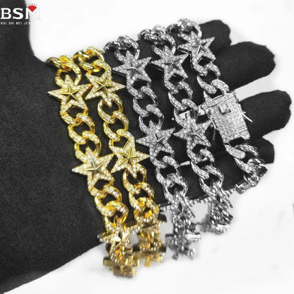 Mens ICED Miami Cuban Link Chain Barbed Thorn Spiked Necklace Plated CZ Jewelry