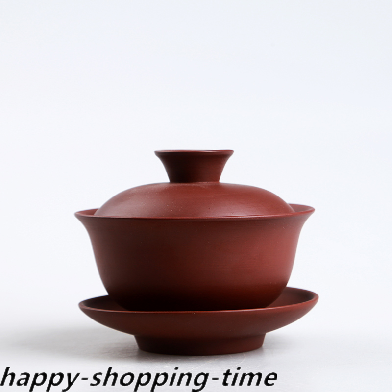 Chinese yixing zisha gaiwan purple grit tureen with cup saucer lid 120ml China