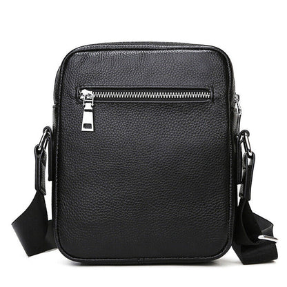 100% Genuine Leather Men's 8" Business Bags Black Sling Shoulder Messenger Bag