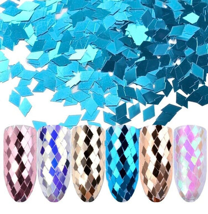 Nail Art Glitter Sequins 6Pcs Laser Sparkling Diamond Ultra-Thin Rhombus Sticker