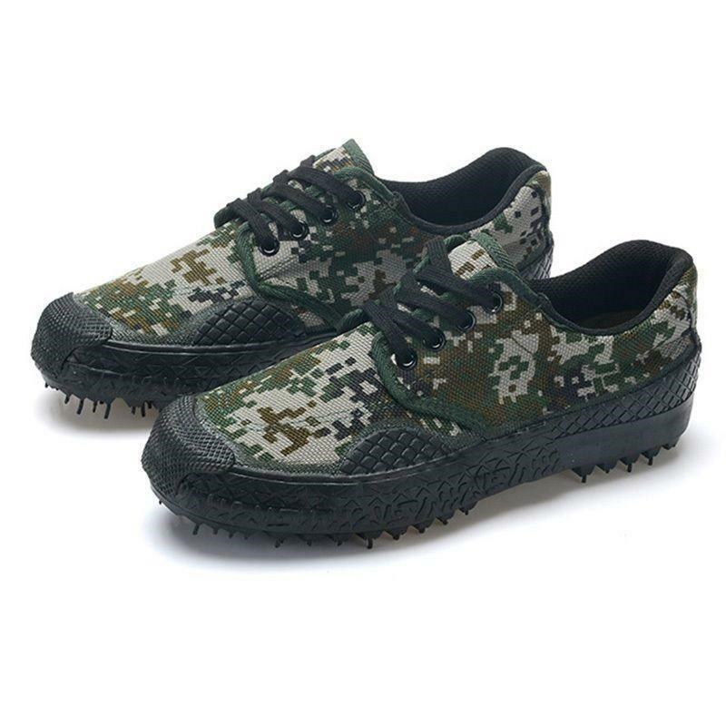Mens canvas breath Work Slip Resistant Military Farm camo Shoes lace up training