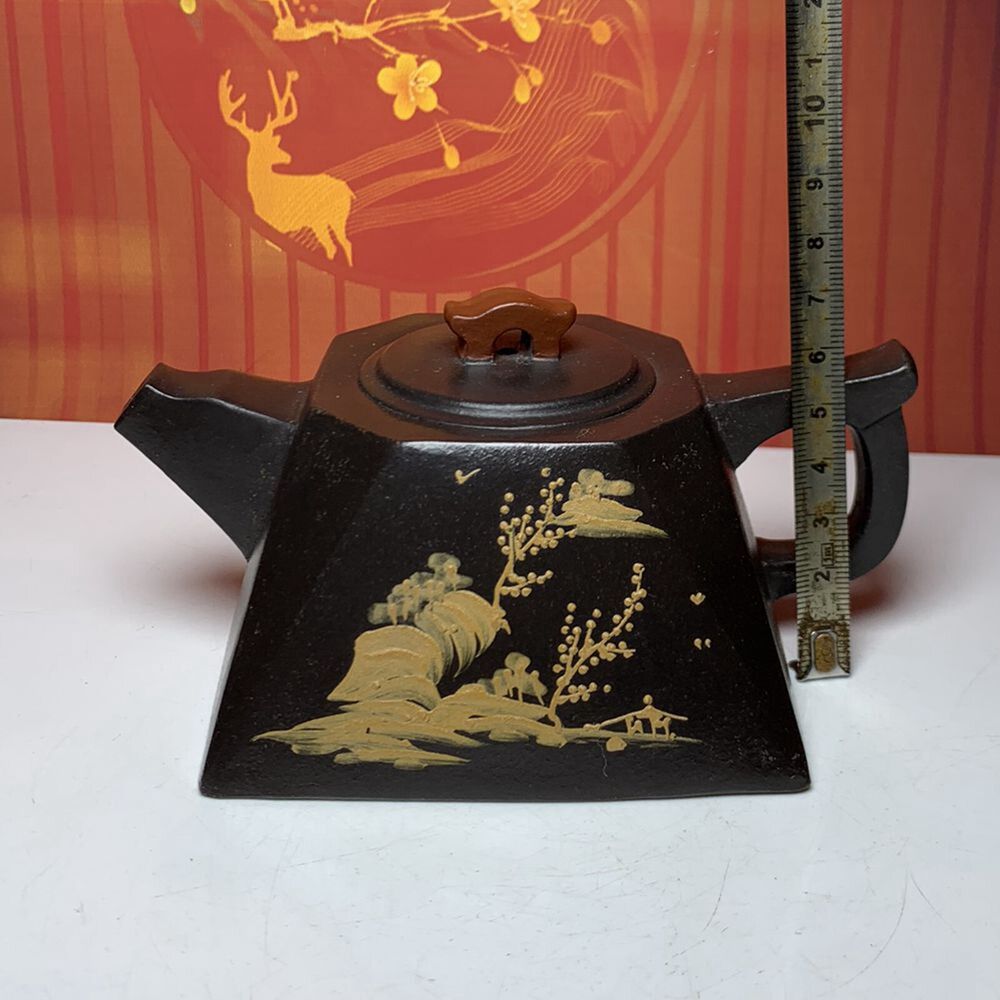 Vintage Chinese Yixing Purple Clay Teapot Zisha Painted Fine Landscape Teaware