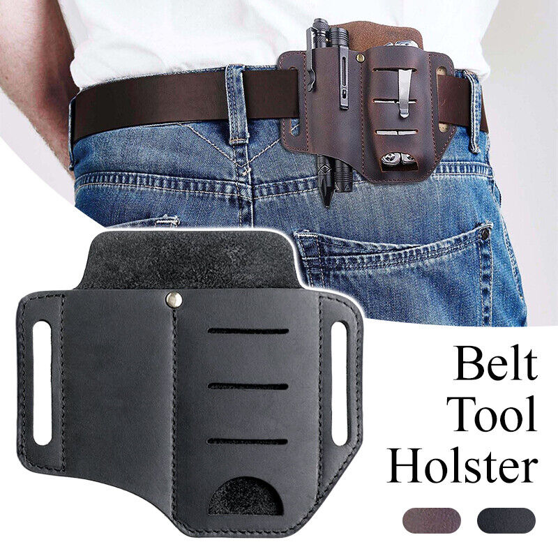 Mens Genuine Leather Tool Holder EDC Waist Bag Belt Pack Outdoor Waist Tool Case