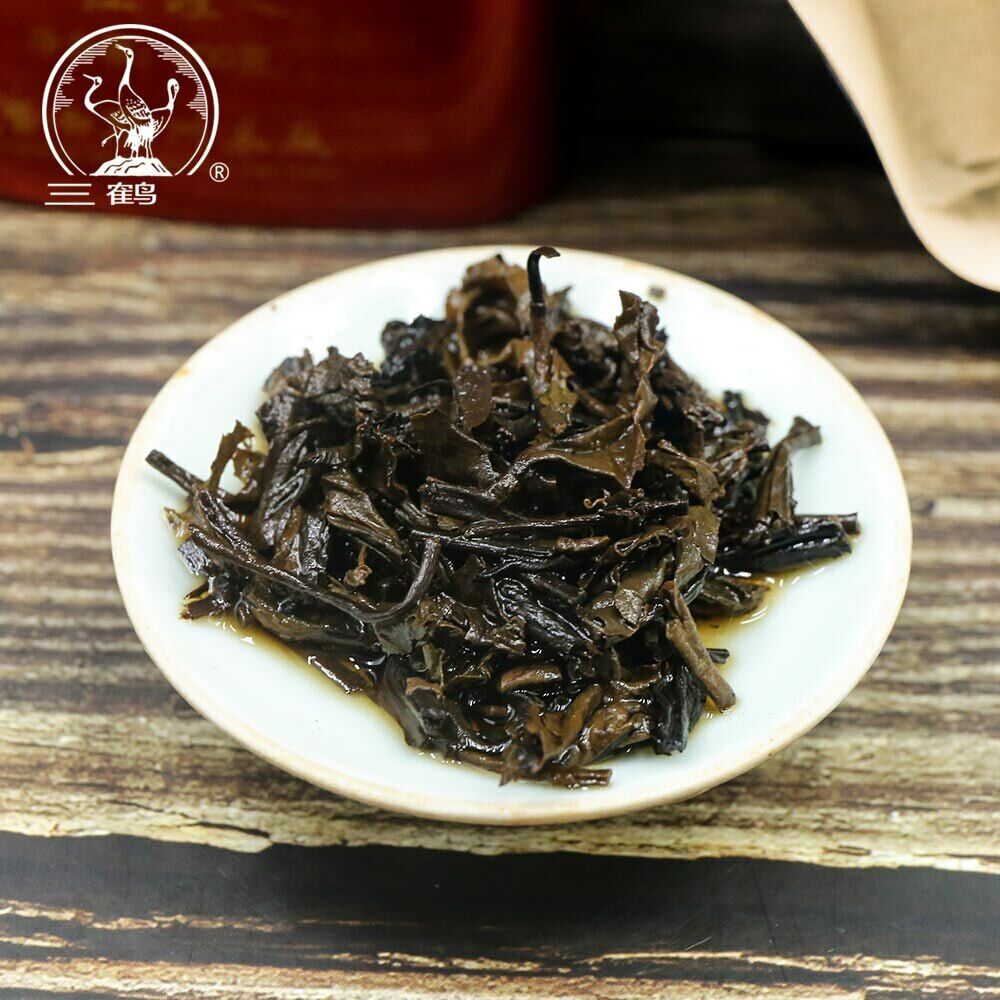 Three Cranes Sanhe 2019 Liu Bao Tea Dark Tea Heicha Wuzhou Teas Red Jar 200g