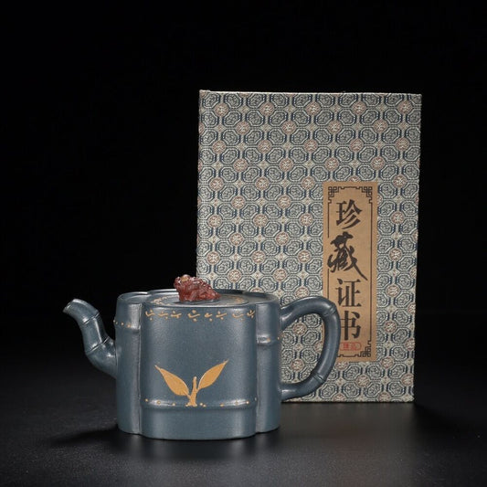 Chinese Yixing Zisha Clay Handmade Exquisite Teapot （竹韵 底款：蒋蓉）