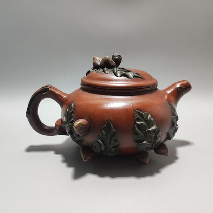 Vintage Chinese Yixing Purple Clay Teapot Zisha Ceremony Ceramic Peach Teaware