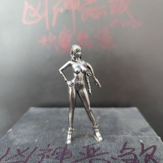 Black Solid Bronze Made of Old Ultra Short Dress Nude Seductive Body Art Statue