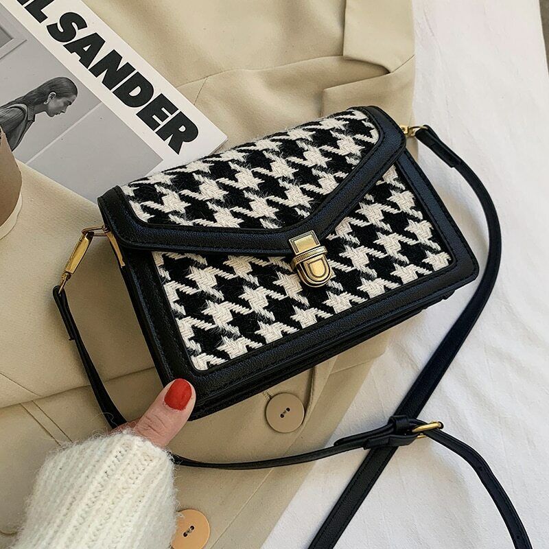 Houndstooth Crossbody Bag Shoulder Handbags Female Luxury Trending Bag Purses