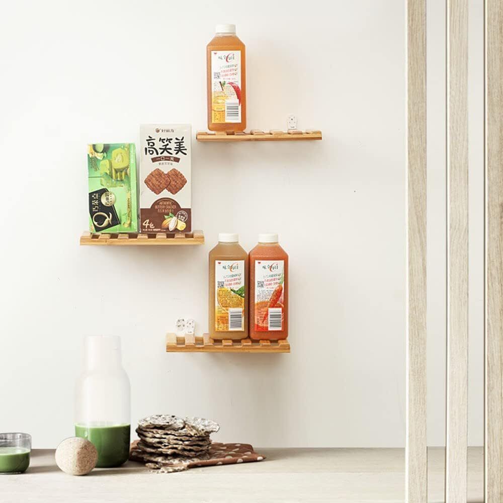 Small Bamboo Floating Shelves Wall Hanging Rack Holder Storage Home Decor 3 Pcs