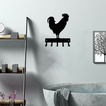 Rooster Farm Key Rack Wall Mounted Hook Up Hanger Artwork Shape Decoration
