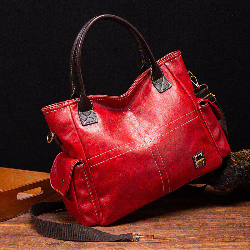 Soft Oil Wax Leather Women's Tote Bag, Large Capacity Handbag Shoulder Bags