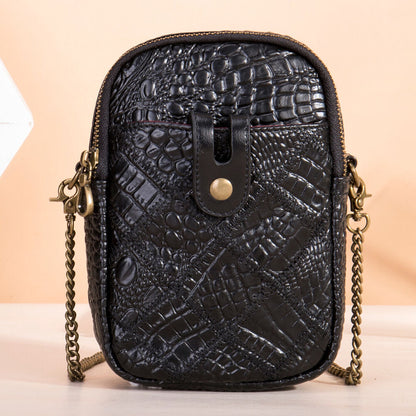 Designer Real Leather Sling Shoulder Bag mobile phone Bag, Double Zipper Bags
