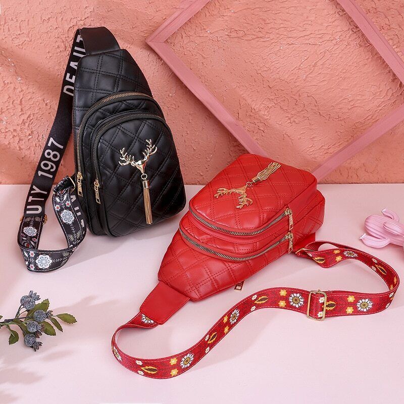Tassels Women Crossbody Bags Chest Bag PU Waist Belt Bag Handbag
