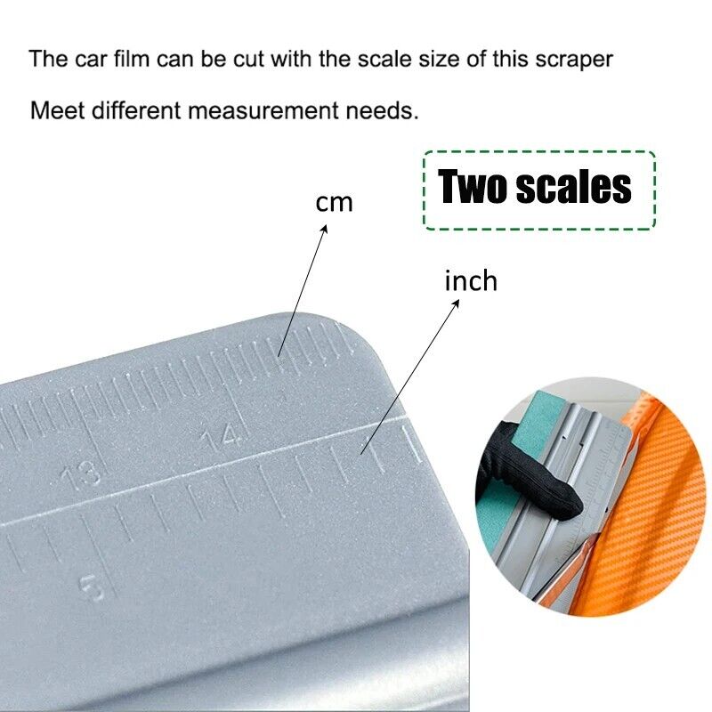 Squeegee With Ruler Plastic Car Vinyl Wrapping Suede Edge Felt Scrapers 15x7.4cm