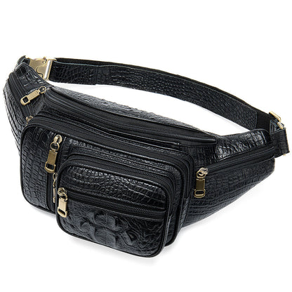 Men's Real Leather Fanny Waist Pack Bag Sling Backpack Crocodile Chest Bags