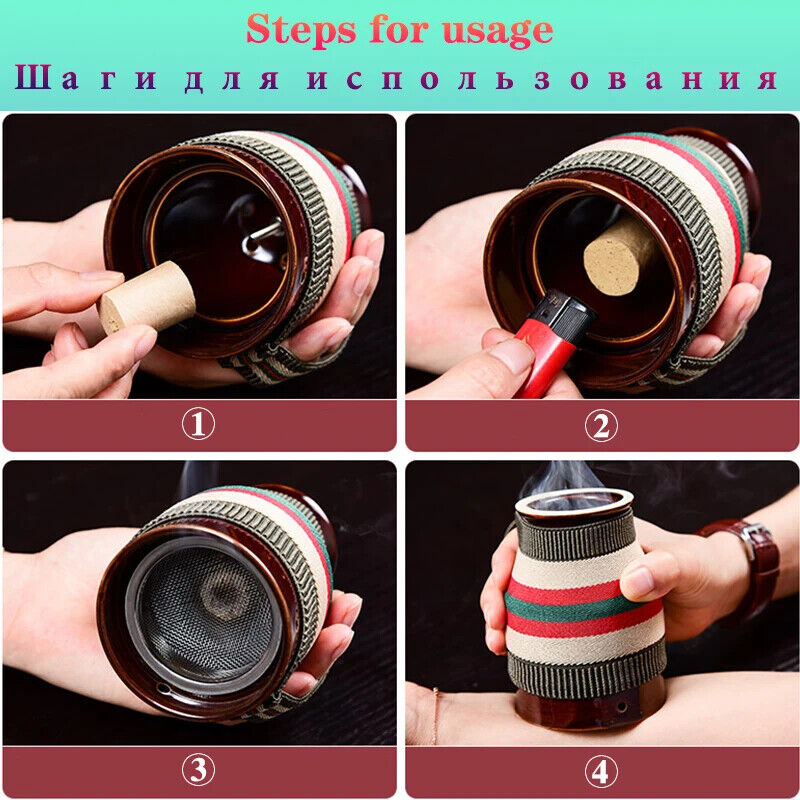 Hand Holding Moxibustion Scraping Pot Ceramic Material Moxa Stick Burner Cup 艾灸罐