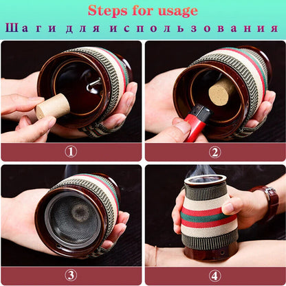 Hand Holding Moxibustion Scraping Pot Ceramic Material Moxa Stick Burner Cup 艾灸罐