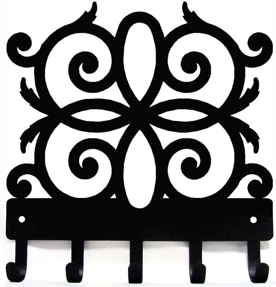 Decorative Scroll KO4 Metal Key Rack Hanger - 6 inch Wide Metal Wall Art