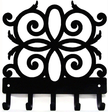 Decorative Scroll KO4 Metal Key Rack Hanger - 6 inch Wide Metal Wall Art