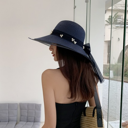Foldable Wide Brim Floppy Girls Straw Hat Sun Hat Beach Summer Hat Protect Cap