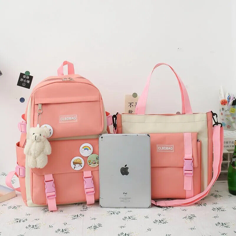 5 Piece Set School Bags Teenage Girls Women Backpack Teen Student Schoolbag