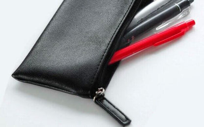 Pencil Case School Office Leather Pen Pouch Women Girl Make Up Kit Holder 19x8cm