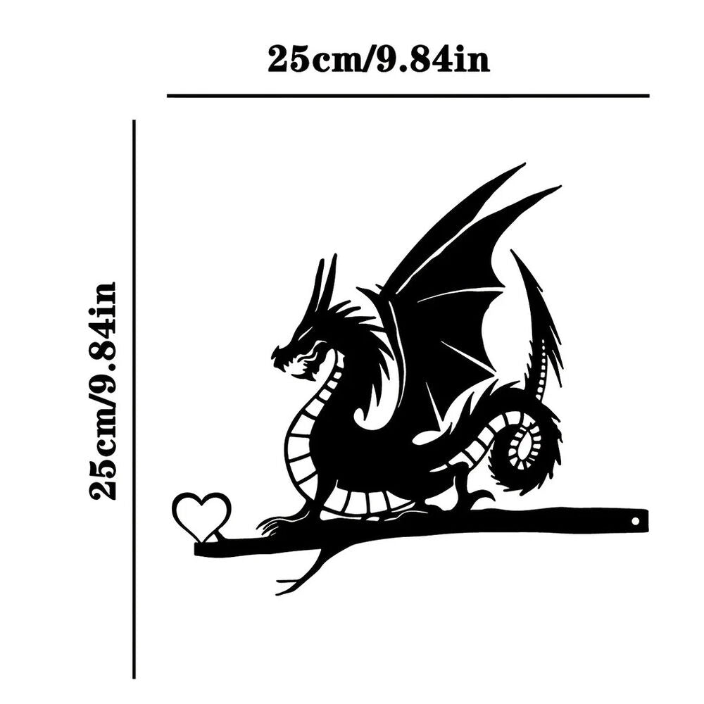 Dragon On Branch Steel Silhouette Metal Wall Art Home Garden Yard