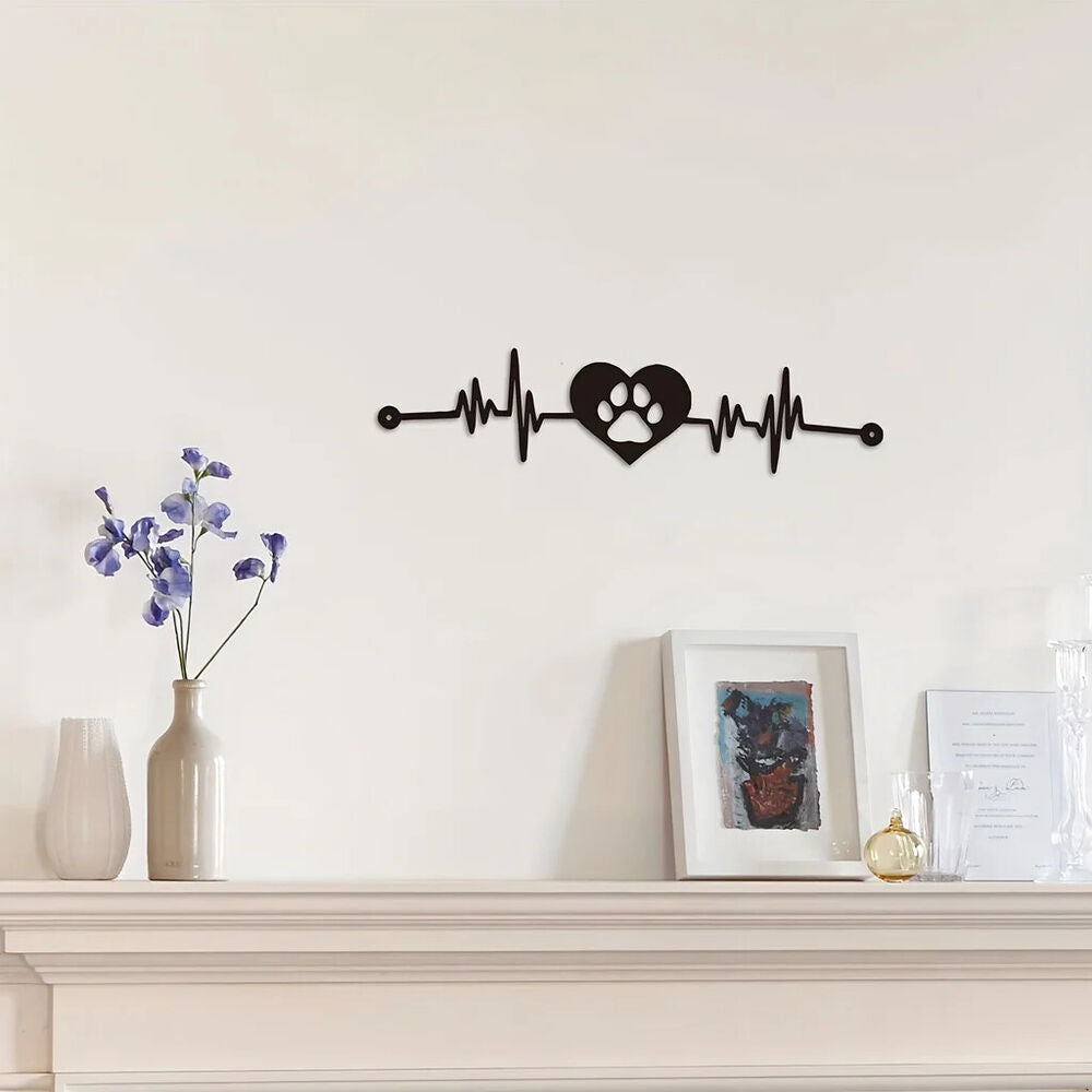 Pet Lovers Heartbeat Metal Sign - Wall Decor for Home, Garden, and Office