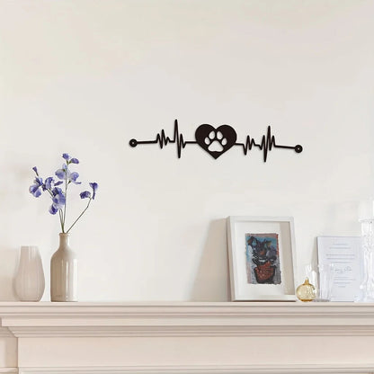 Pet Lovers Heartbeat Metal Sign - Wall Decor for Home, Garden, and Office