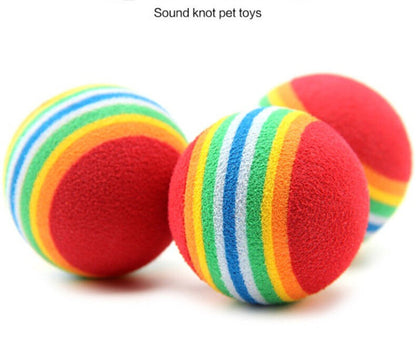Rainbow Ball Pet Dog Cat Puppy Chew Toys Durable Bite Balls Interactive Training